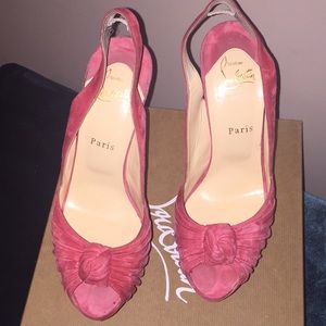 Rose Suede Christian Louboutin Open-toe Pumps